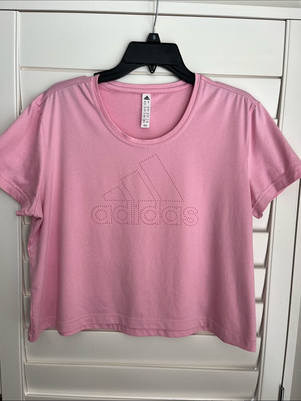 adidas Pink Cropped Short-Sleeve Perforated Logo Tee